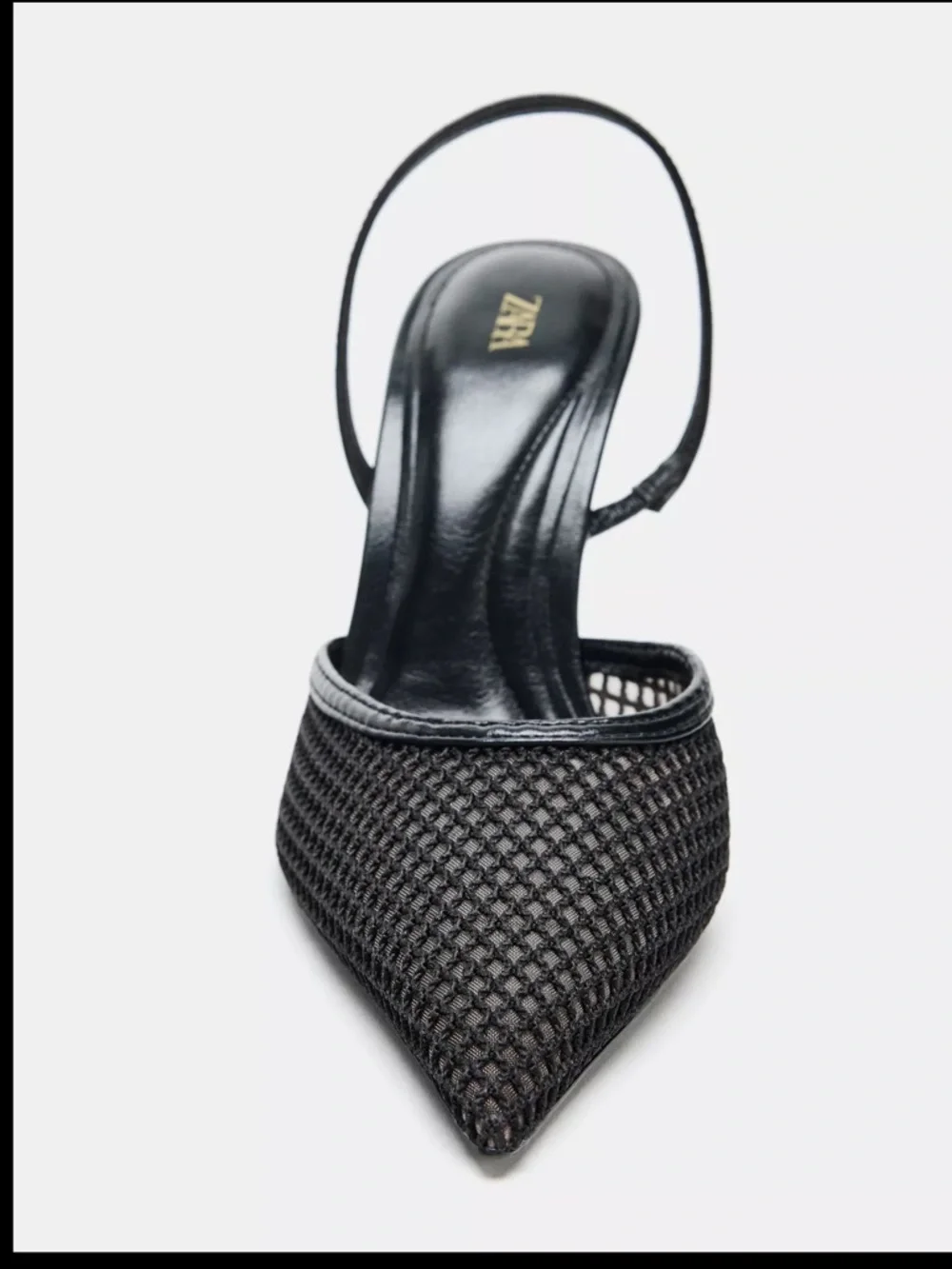 Zara Black Pointed Slingback Mesh Heel - NEW NEVER WORN - Size 8 - Picture 5 of 15